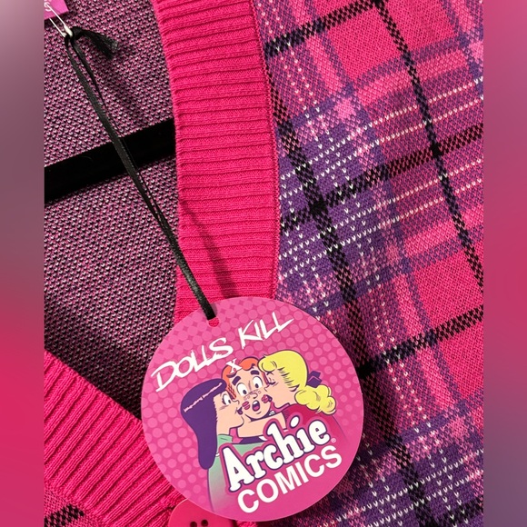 NWT Dolls Kill x Archie Comics Plaid Knit Cardigan - Picture 4 of 4